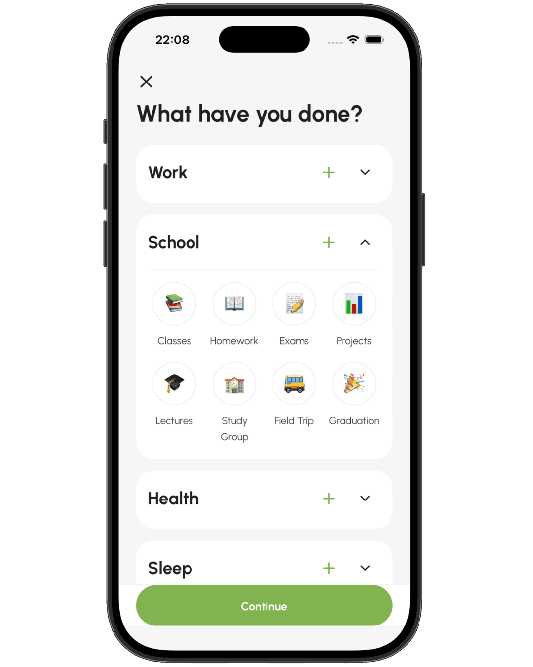 Step 2: Tag the day - Mooday app screenshot